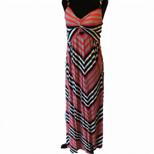 Maxi dress with stripes and knitted front detail.  Size large.